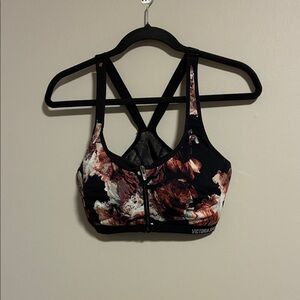Victoria's Secret Floral Black and Heather Gray Sports Bra Duo